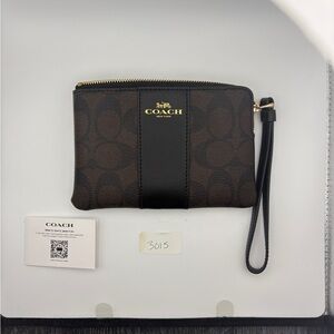 Coach Signature Brown and Black Wristlet